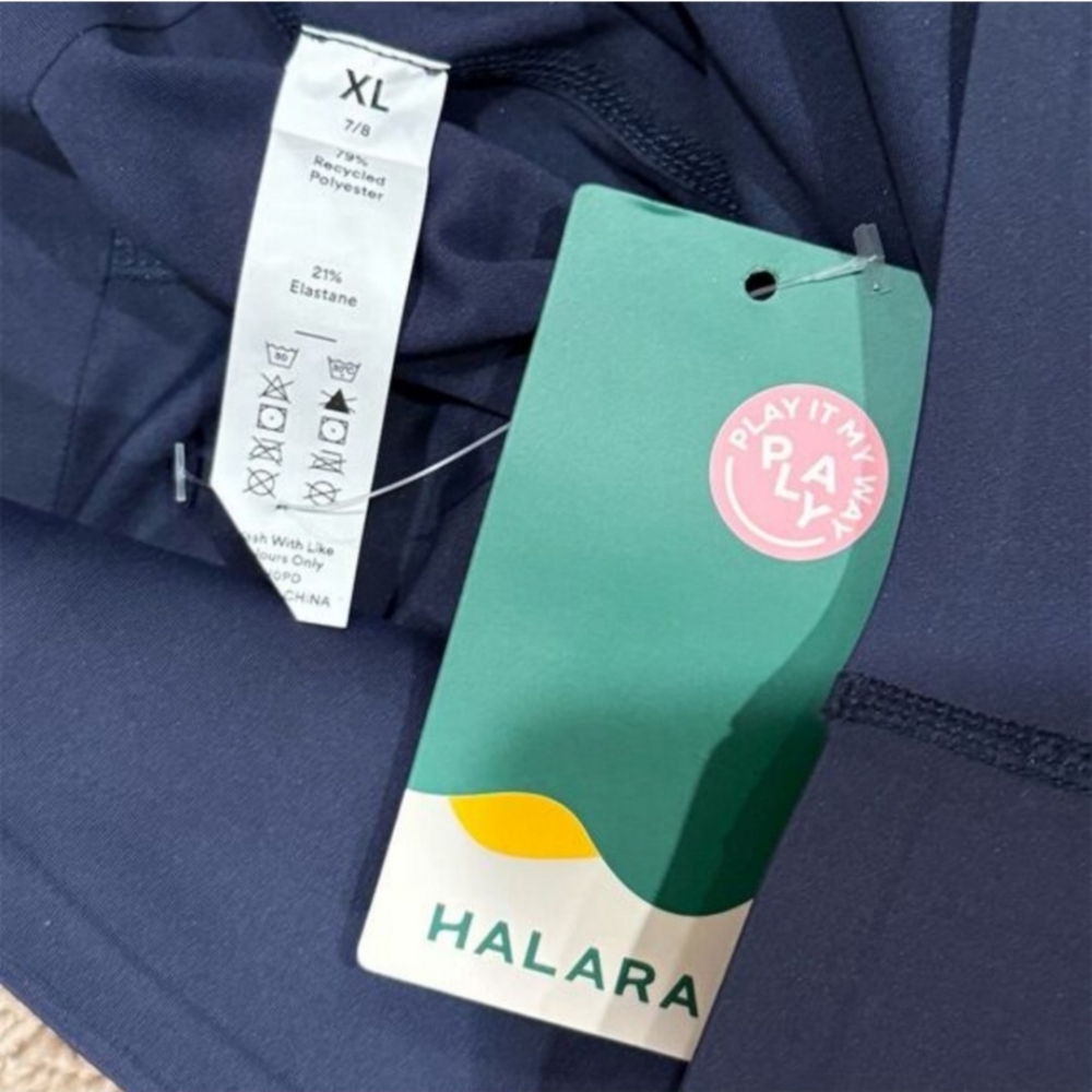 Halara Womens Pants Size XL High Waisted Tummy Control 7/8 Adjustable Hem Blue - Picture 2 of 9